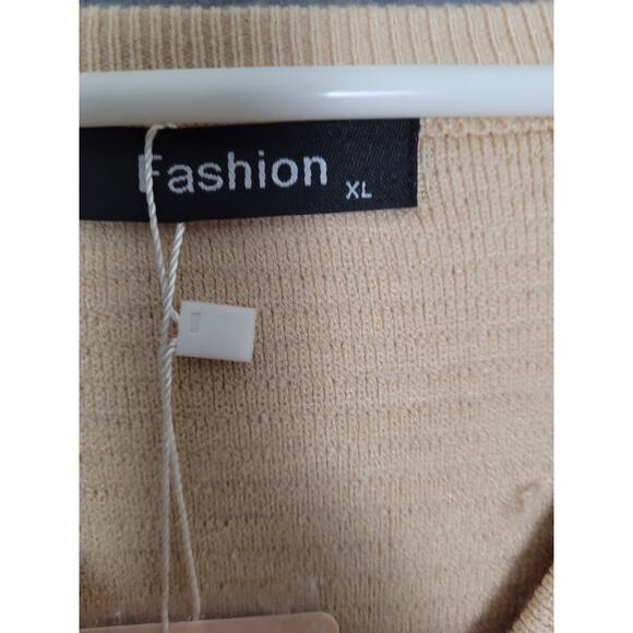 Womens Waffle Knit Sweatshirt Casual Loose Long Sleeve Henley Button V Neck XL - Picture 5 of 10